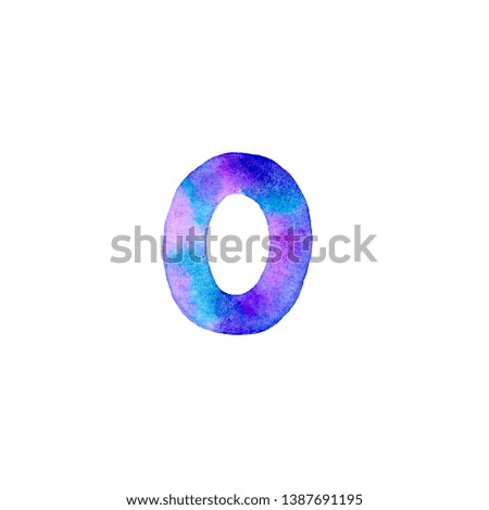 Watercolor letter O. Creative typography. Isolated design element in raster format.