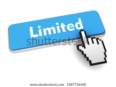 limited push button concept 3d illustration isolated