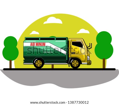 Editable vector of drinking water container truck