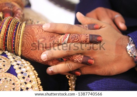 Indian Bride Beautiful pictures showing close up along with hands togather
