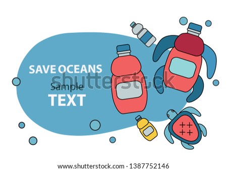 Cleaning up the ocean concept. Effects of ocean pollution vector illustration. Plastic free, keep the sea vector illustration.