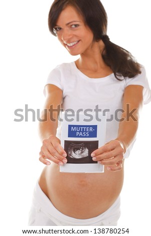 Pregnant woman with ultrasonics picture