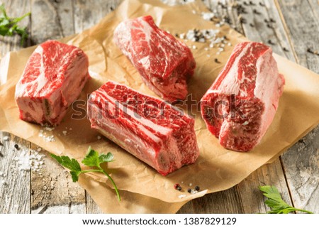 Raw Organic Beef Short Ribs Ready to Cook Royalty-Free Stock Photo #1387829129