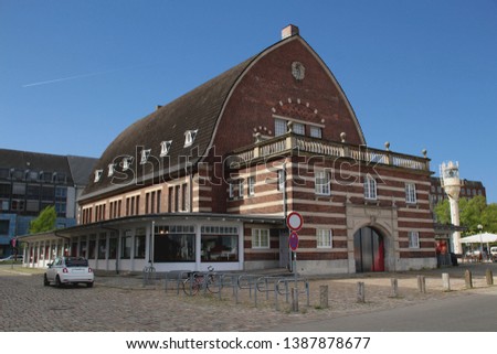 city of kiel germany old fish covered market - in German Fischhalle Royalty-Free Stock Photo #1387878677