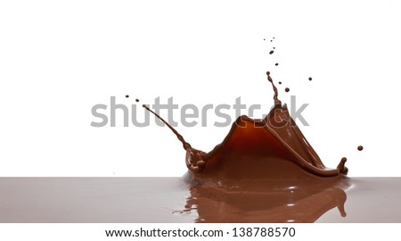 chocolate splash closeup isolated on white background