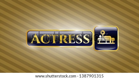  Golden emblem with bench press icon and Actress text inside