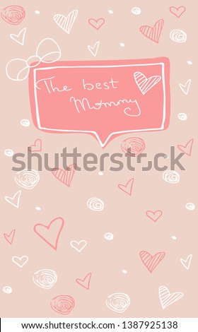 The best mommy vector greeting card. Cute chalk drawing bunnies with flowers and presents. Love mom kids illustration. 