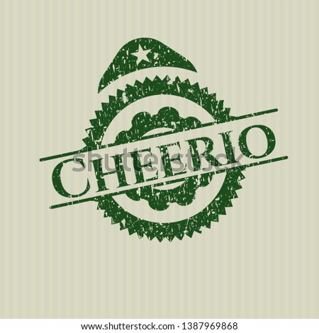 Green Cheerio distressed rubber grunge texture stamp