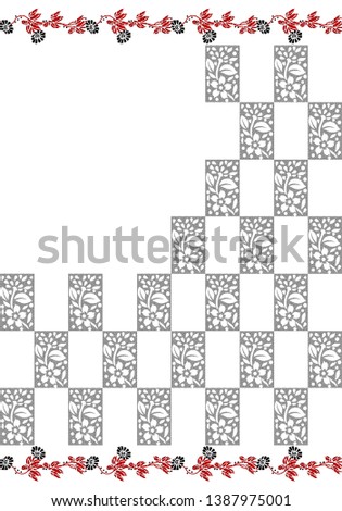 Geometric horizontal border flower   pattern
