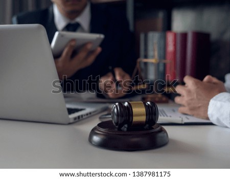 Male lawyer or judge consult having team meeting with client, Law and Legal services concept....