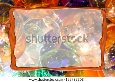 Multi colored party border with abstract bubbles background