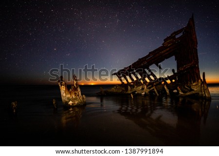 The Wreck of The Peter Iredale at Night