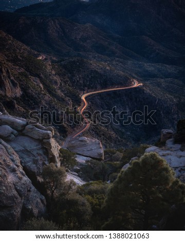 Long exposure over looking highway  Royalty-Free Stock Photo #1388021063