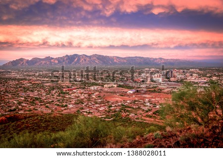 Greetings from Tucson Arizona on a cloudy day Royalty-Free Stock Photo #1388028011