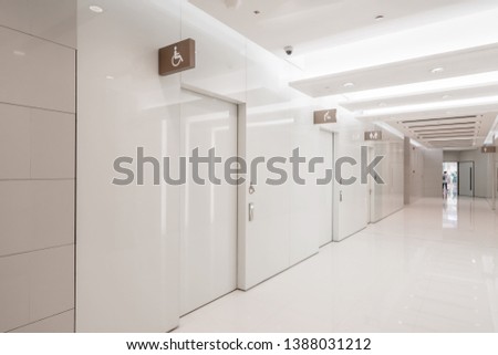 Bathroom interior space in shopping mall