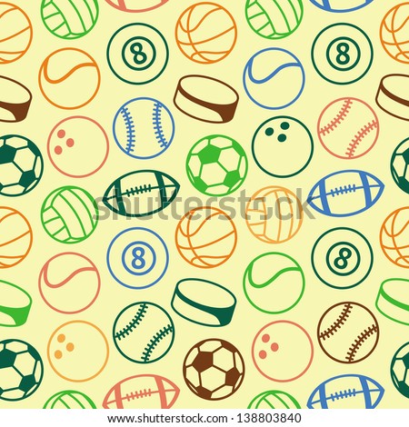 Vector seamless pattern with sport balls - abstract background