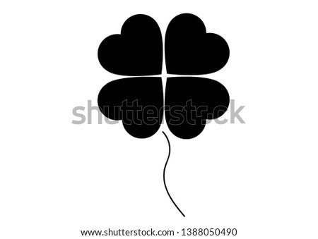 Four leaf clover  St. Patrick's day (black vector illustration) 