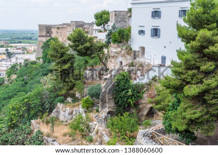 Massafra and its ravines. Houses built in the rock. Puglia to discover. Italy