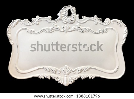 White antique vintage metal signboard mockup or mock up template isolated on black background. Including clipping path.