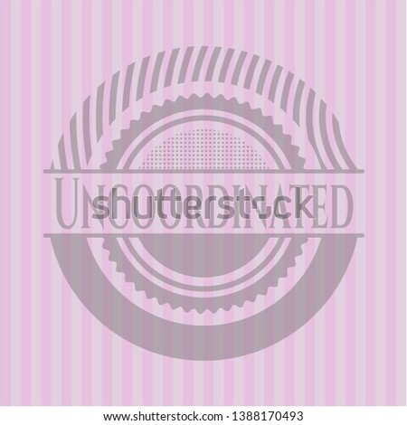 Uncoordinated pink emblem. Vintage. Vector Illustration. Detailed.