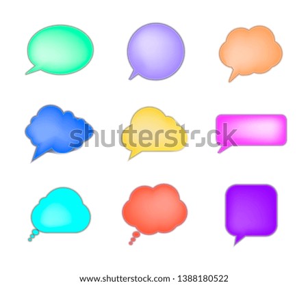 Vector Collection of Pastel Colors 3D Talk Bubbles Isolated on White Background, Gentle Colors Design Elements Set.