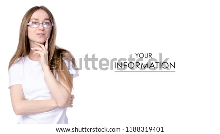 Woman looking thinking on white background isolation