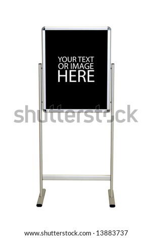 A blank easel stand sign.  Customize this with your message - includes clipping path.