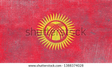 National Flag of Kyrgyzstan - Rectangular Shape patriotic symbol 