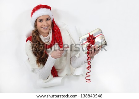 Woman wearing Christmas outfit