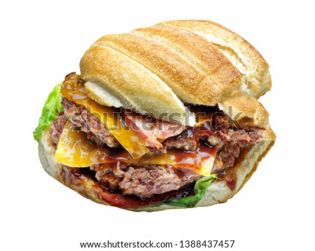 delicious hamburger or sandwich isolated on white background