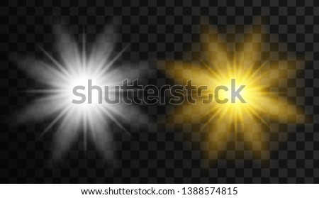 Glowing light burst explosion on transparent background. Glow light effect vector.  Set of sparkle with glow light effect. Set of lighting effect.
