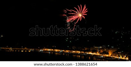 The fireworks on the sea