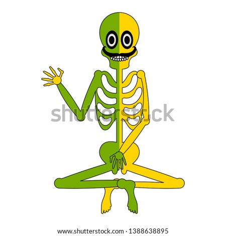 Isolated human skeleton cartoon sitting image - Vector