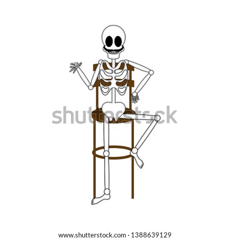 Isolated skeleton sitting on a chair - Vector