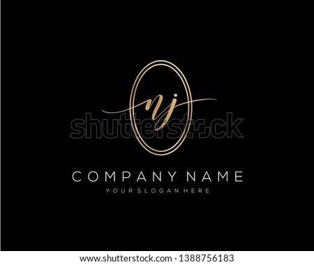 NJ handwriting initial  logo vector