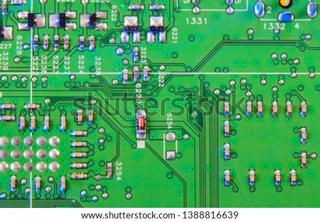 Electronic board design, Motherboard digital chip. Tech science background. Integrated communication processor.