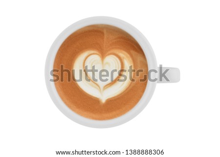 Cup of coffee latte isolated on white background