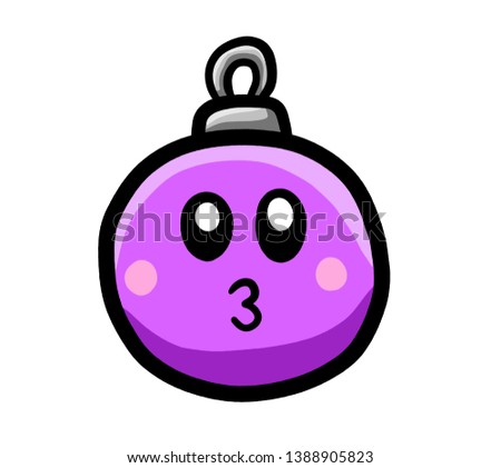 Digital illustration of a cartoon Christmas bulb emoticon