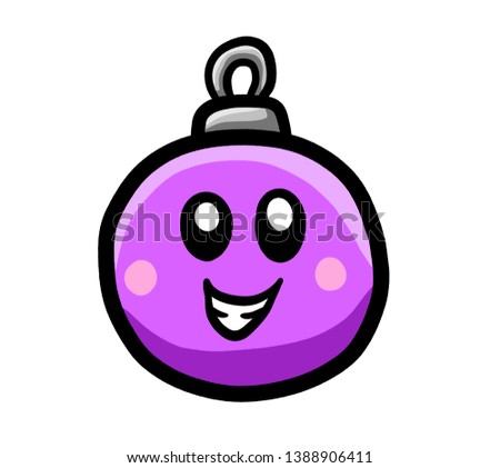 Digital illustration of a cartoon Christmas bulb emoticon