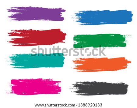 Brush stroke set isolated on white background. Collection of brush stroke for colorful ink paint, grunge backdrop, dirt banner, watercolor design and dirty texture. Creative art concept, vector
