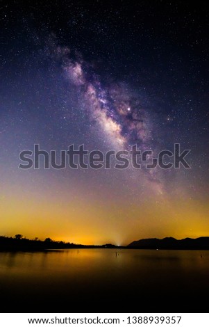 Nice Milky way at the lake view in night time 