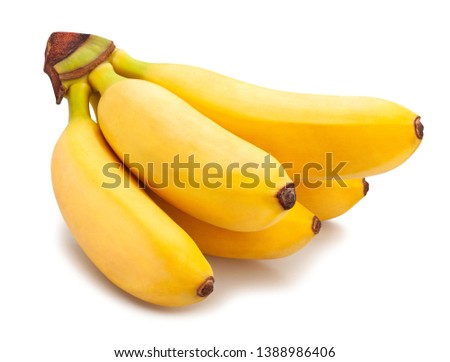 baby banana path isolated on white Royalty-Free Stock Photo #1388986406