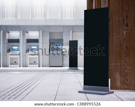 Mock up Black Sign stand vertical in Modern building directory Business Office building