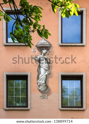 Fresco on a wall in Wurzburg, Germany.