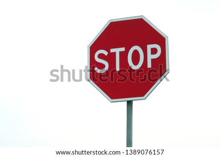 Road sign stop On white isolated