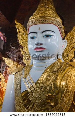 big Buddha statue at Nga Htat Gyi Pagoda at Yangon in Myanmar