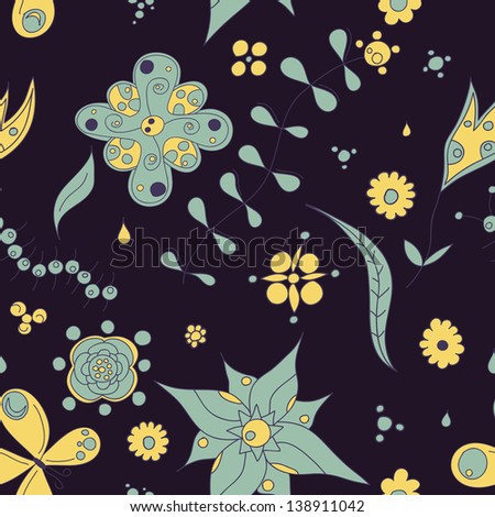 Seamless texture with flowers and butterflies. Gorgeous seamless floral background
