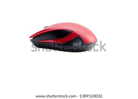 pictured in the photo Wireless computer mouse isolated on white background.