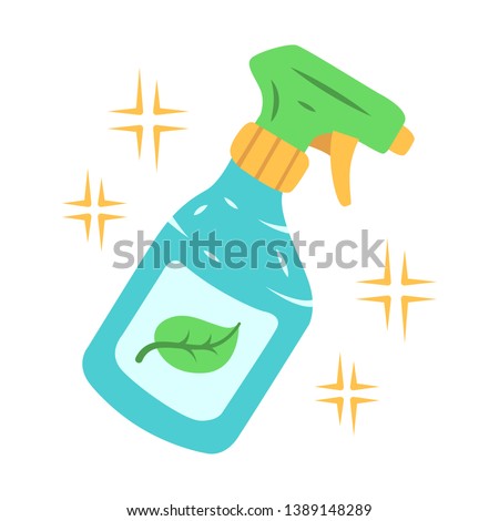 Eco cleaning products flat design long shadow color icon. Handmade zero waste swap. Chemicals free spray bottle. Organic, natural, eco friendly, safe cleaning product. Vector silhouette illustration