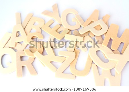 Top view wooden letters A-Z